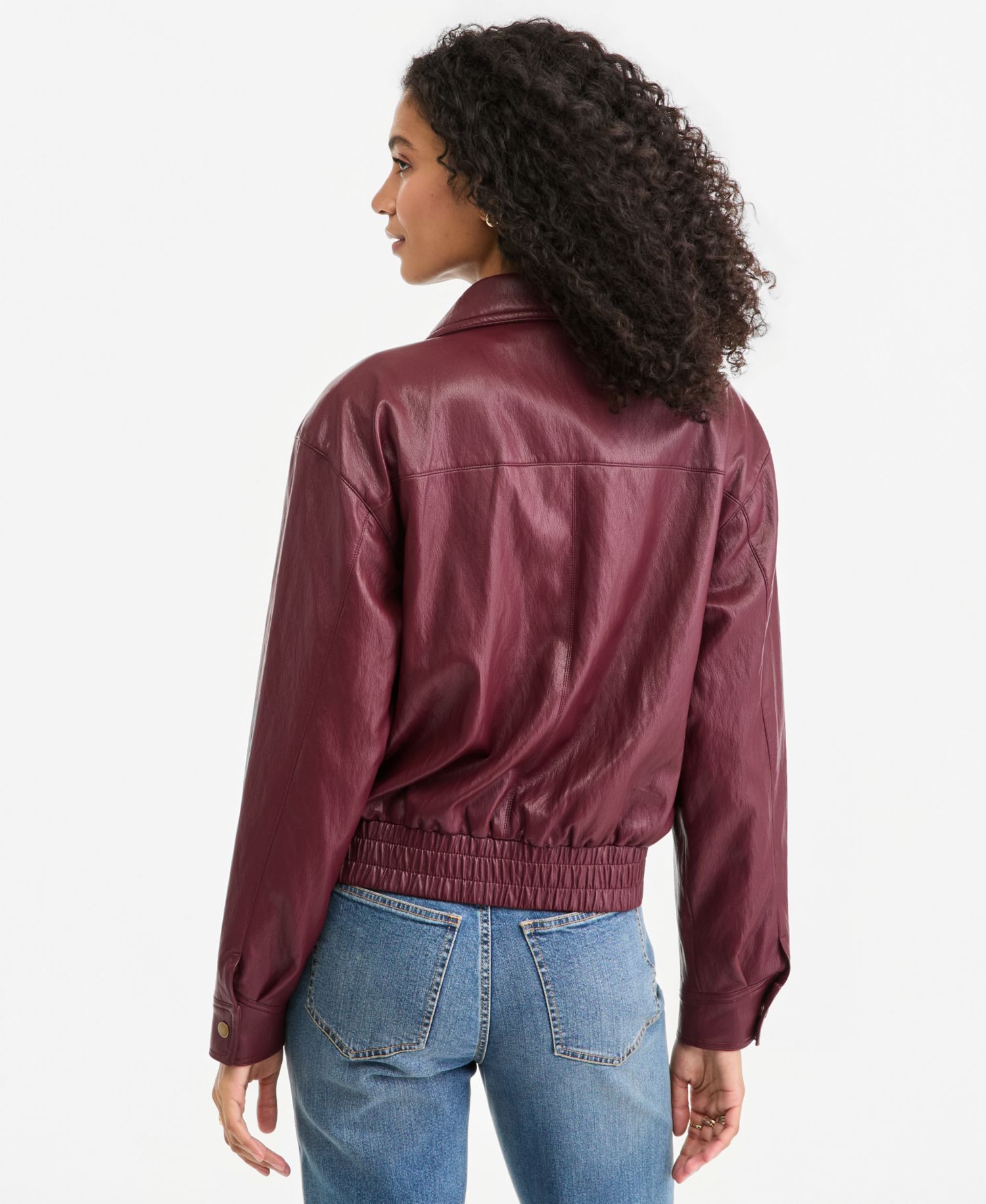 Women's Faux Leather Bomber Jacket