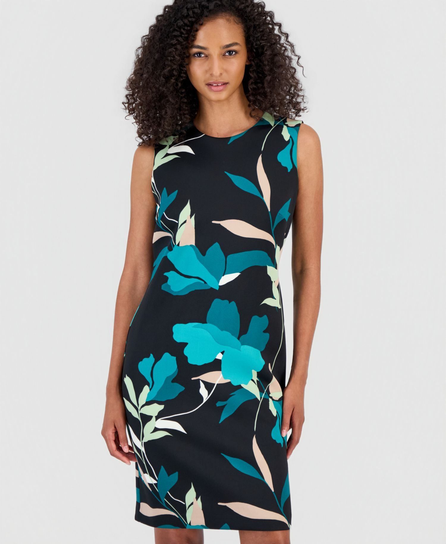 Women's Sleeveless Sheath Floral Dress