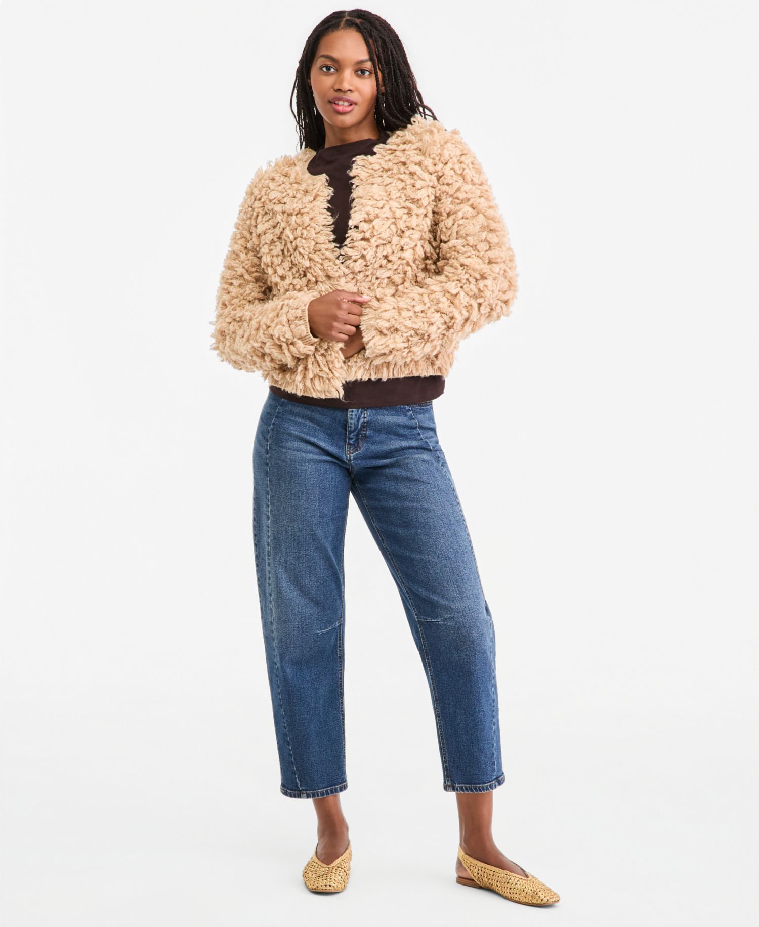 Women's Loopy Textured Cropped Cardigan