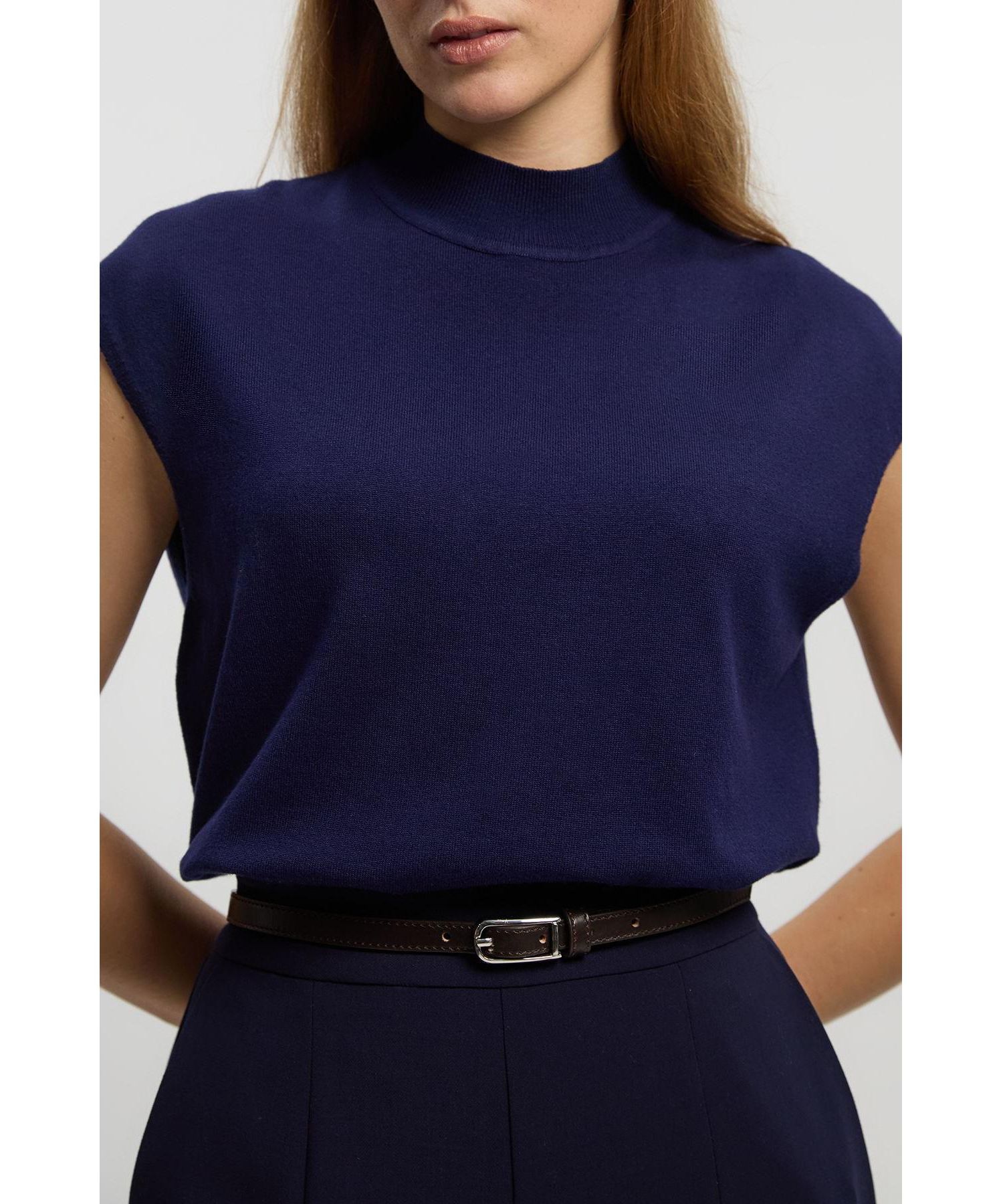 Women's High Neck Knit Tank Top