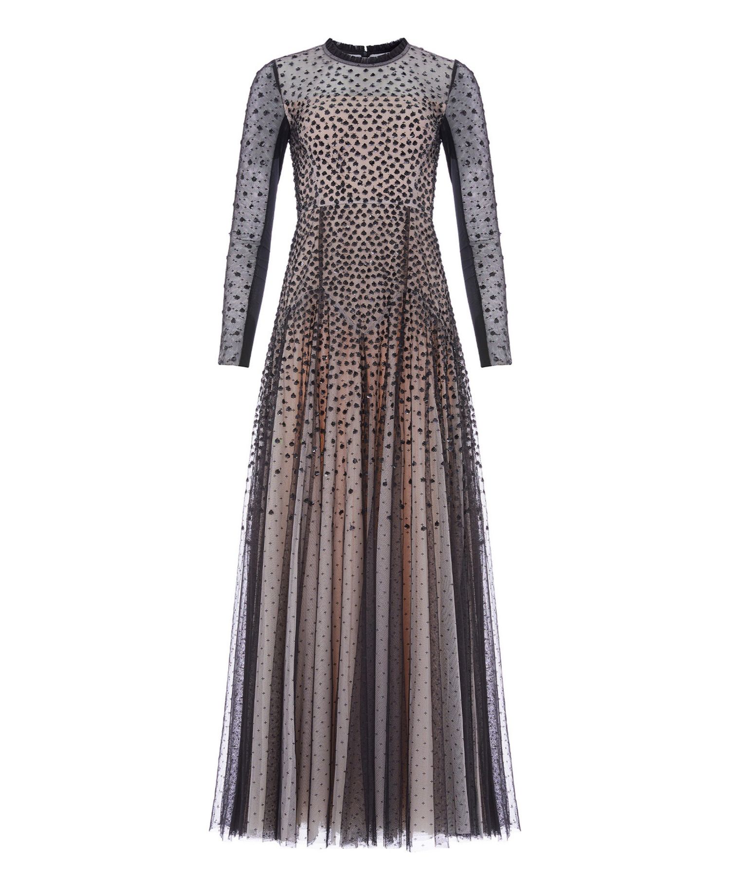 Women's Sequin Cascade Round Neck Gown
