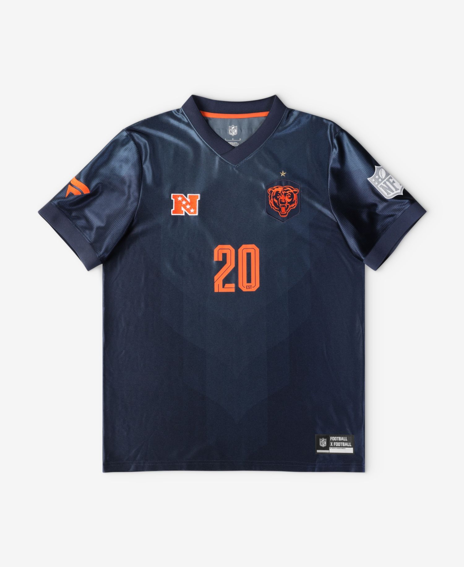 Big Boys and Girls Navy Chicago Bears Football x Football V-Neck Fan Jersey
