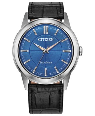 Men's Rolan Black Leather Strap Watch 37mm