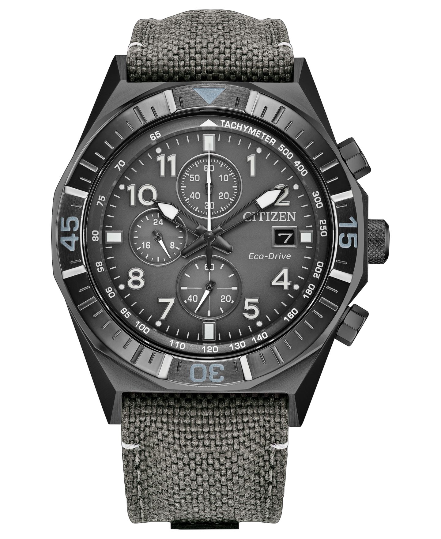 Мужские часы Citizen Nighthawk Sport Casual Gray Nylon Strap Watch 42mm — фото 1