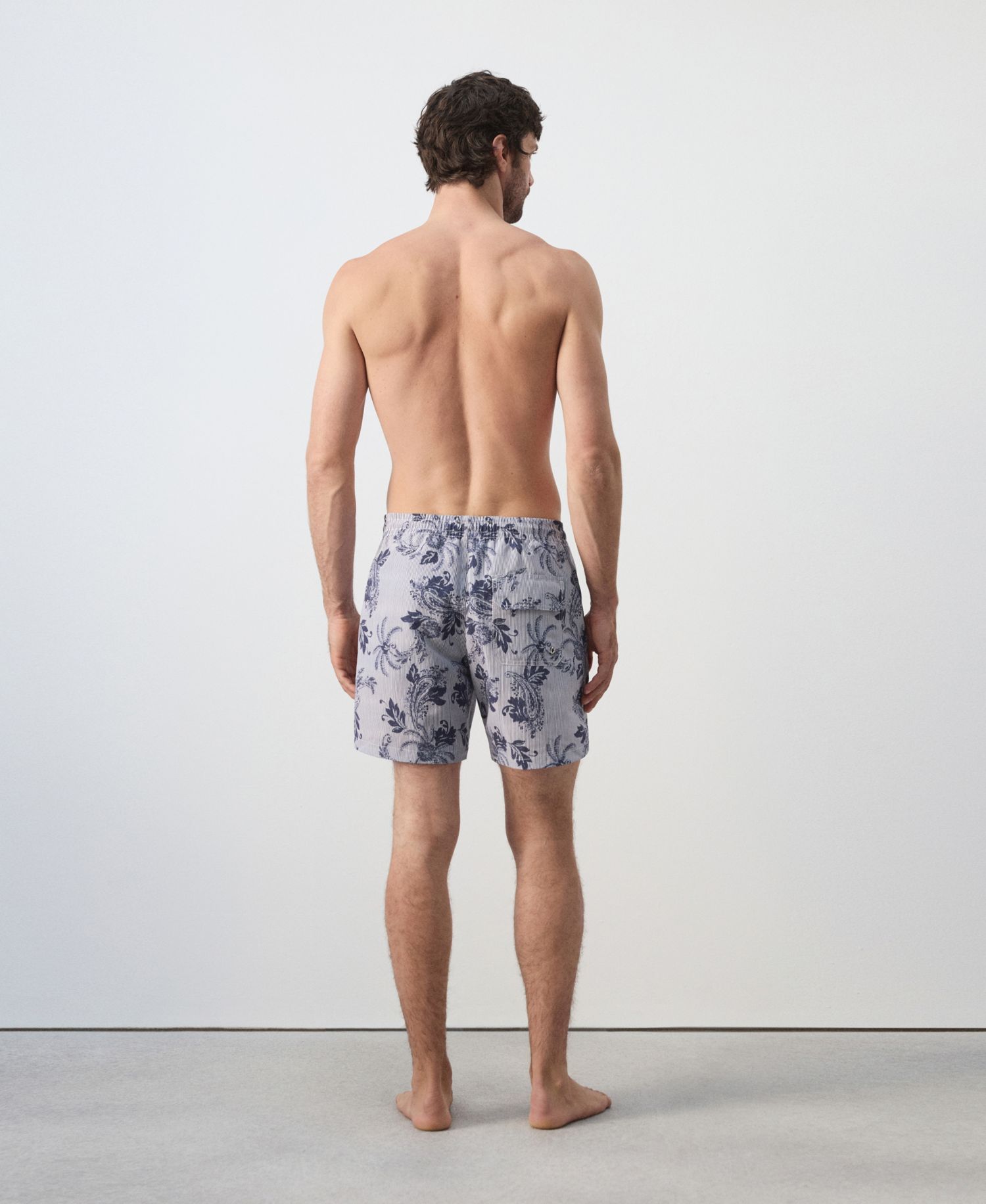 Men's Drawstring Printed Swimsuit