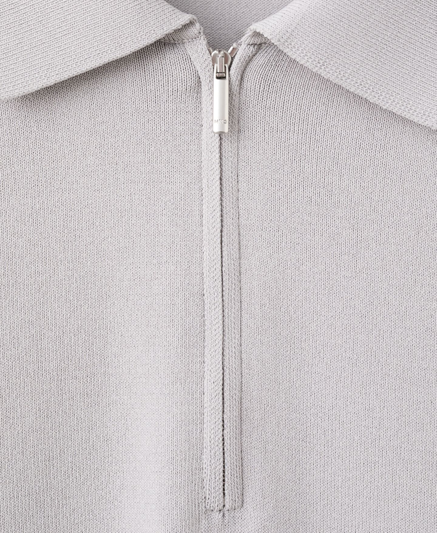 Мужское поло MANGO Knitted Zip Polo Shirt, цвет: Ледяной серый — фото 3