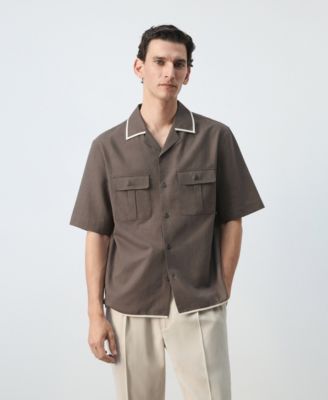 Men's Linen-Cotton Bowling Collar Shirt