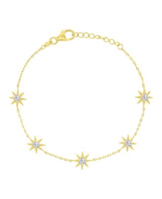14k Gold Over Sterling Silver Cubic Zirconia Sun Station Bracelet