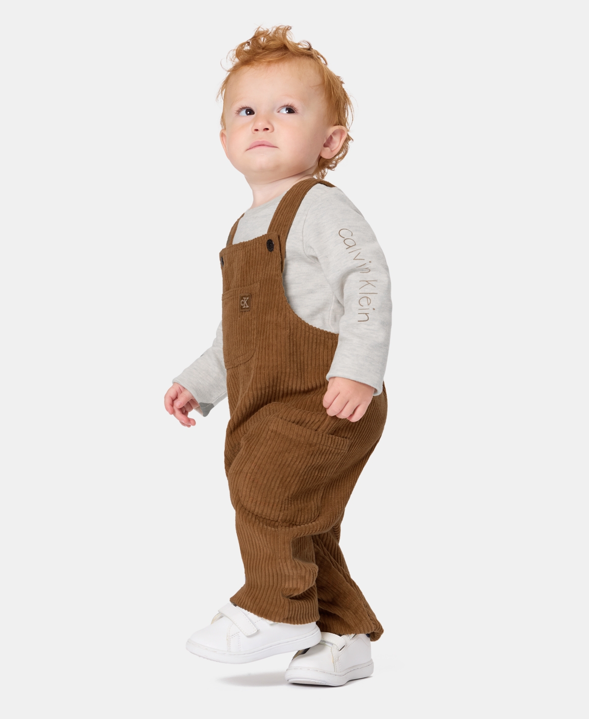 Calvin Klein Baby Boys' Long-Sleeve Bodysuit and Sleeveless Overall, 2-Piece Set