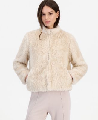 Women's Cropped Teddy Faux Fur Jacket