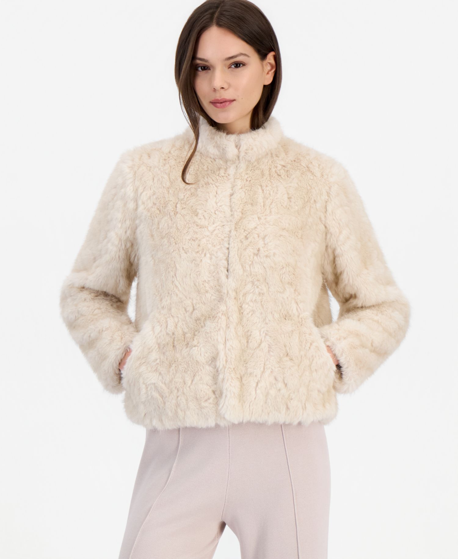 Women's Cropped Teddy Faux Fur Jacket