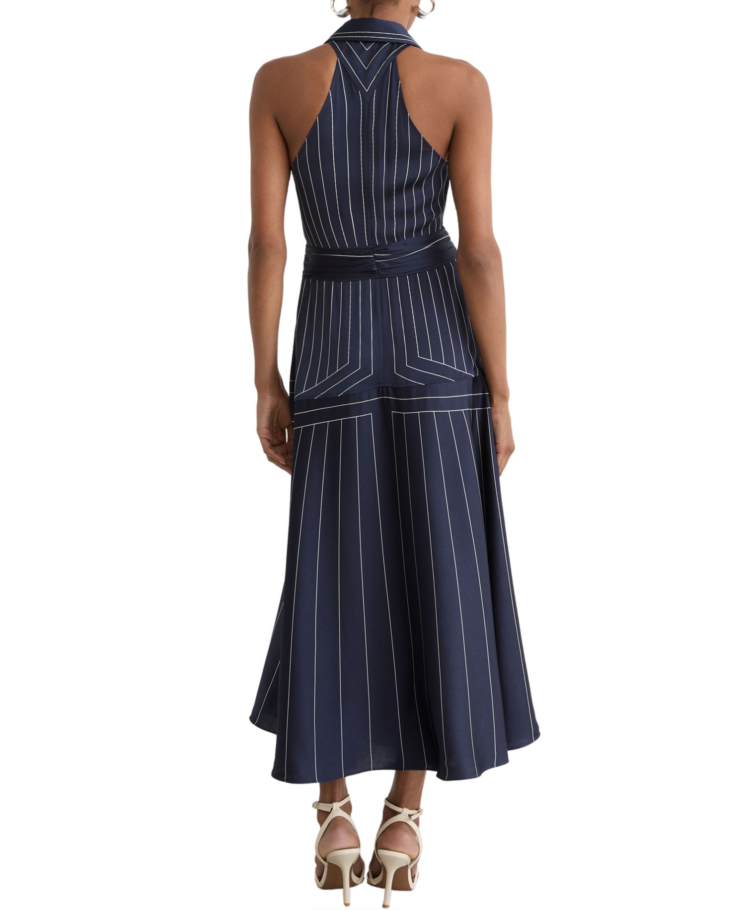 Women's Casey Striped Fit & Flare Collared Midi Dress