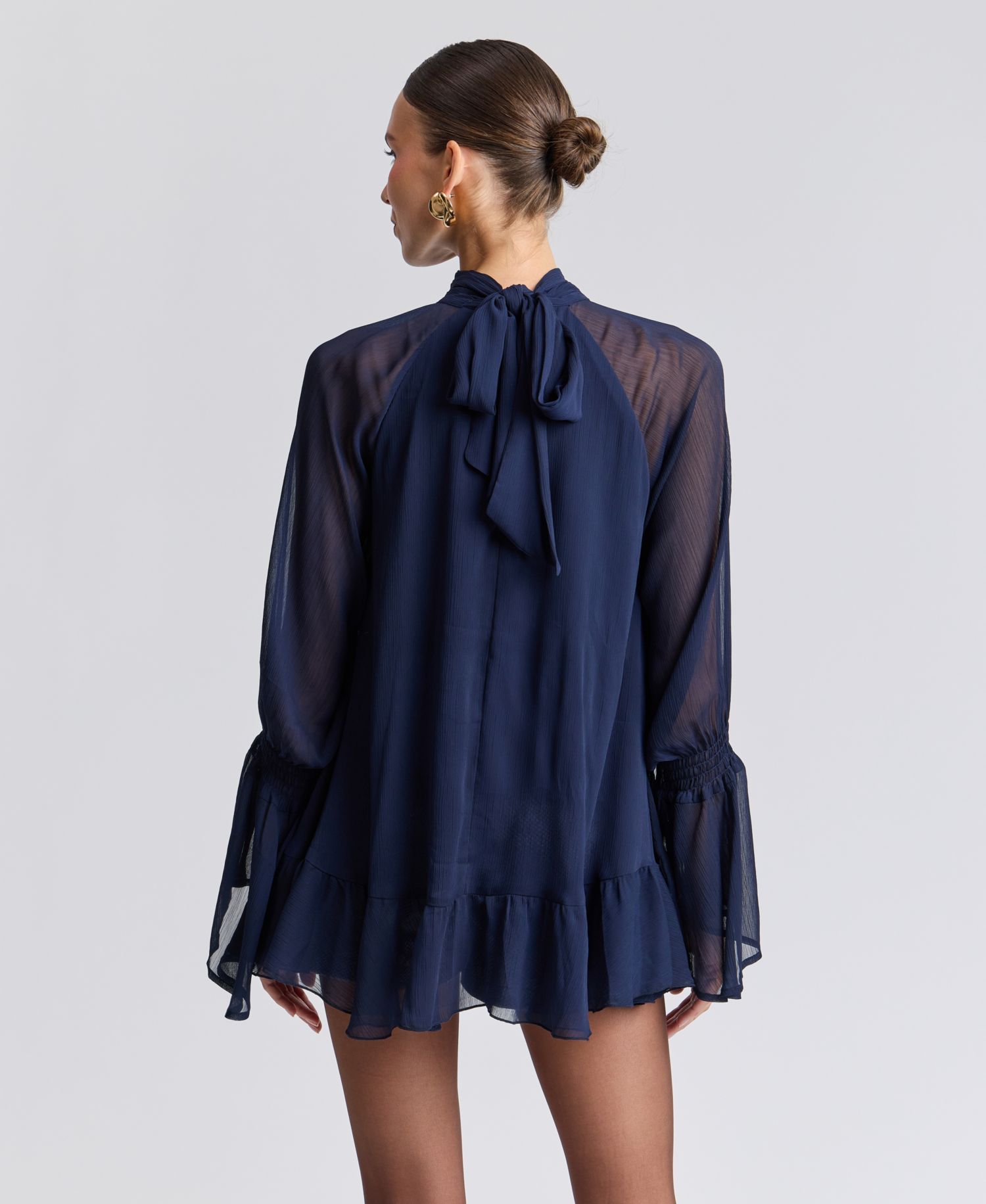 Women's Floral High-Neck Puff-Sleeve Top