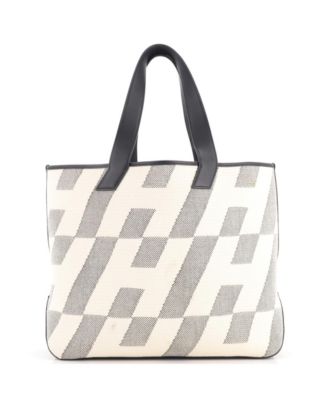 40 Cabas H en Biais Tote Canvas with Leather