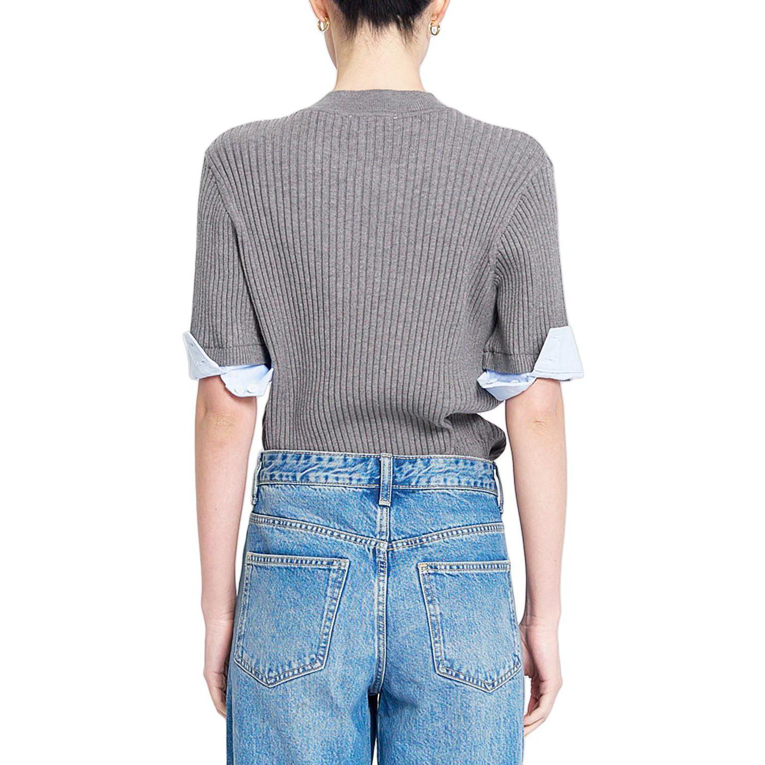 Women's Sienna Shirt Cuff Crewneck Short-Sleeve Sweater