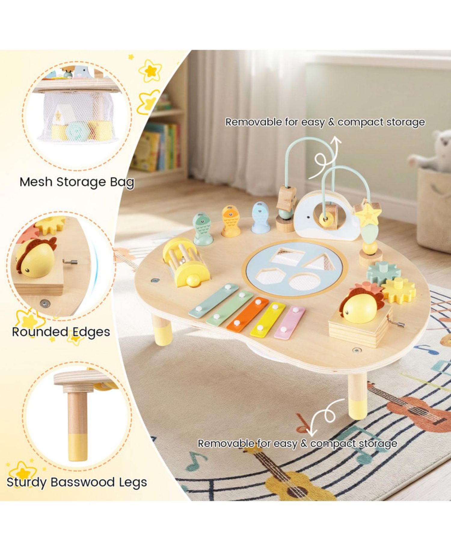 7-in-1 Wooden Activity Table, Ages 12 Months+