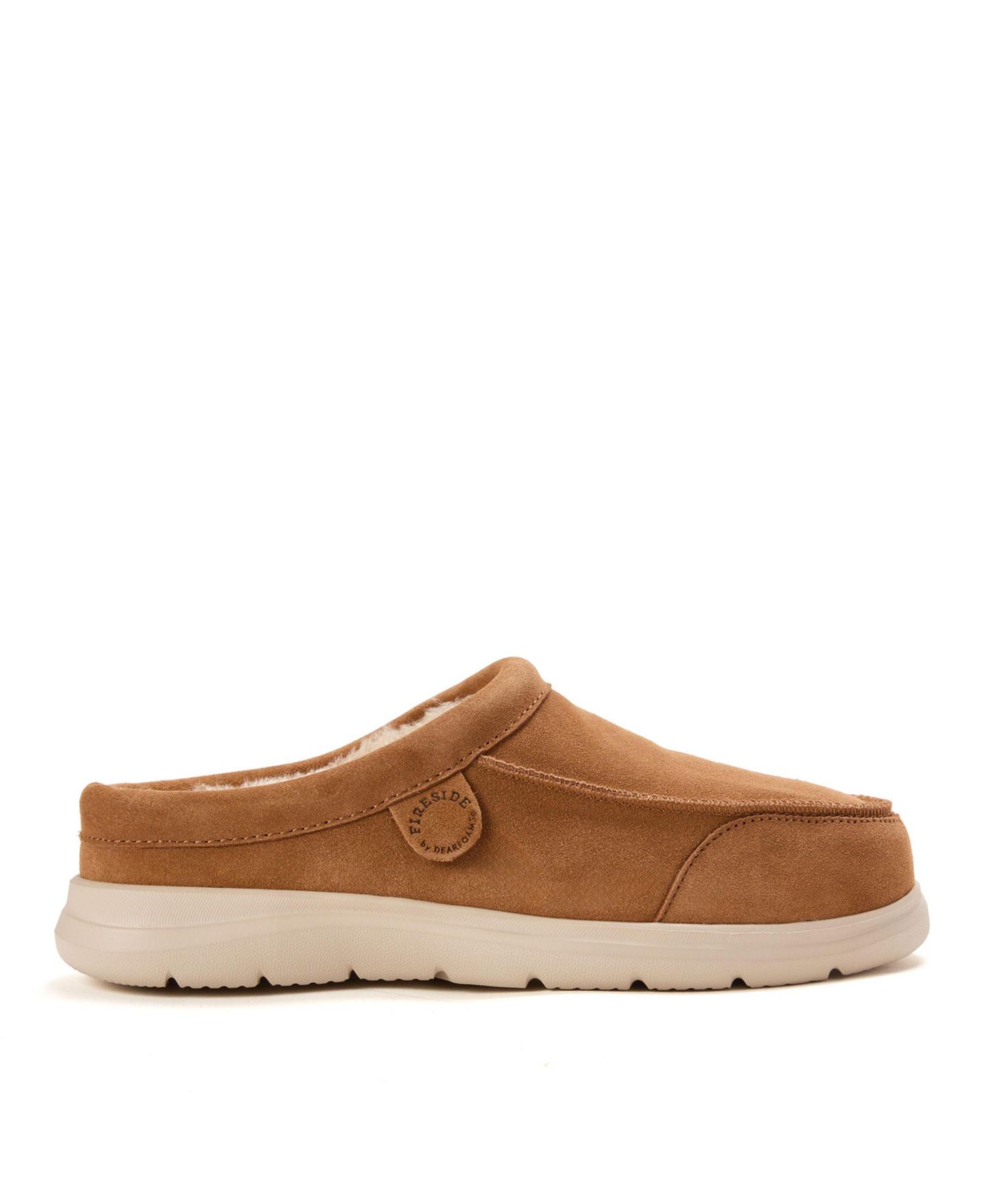 Мужские сабо Dearfoams Fireside by Lithgow Genuine Shearling Clog, цвет: Каштановый — фото 2