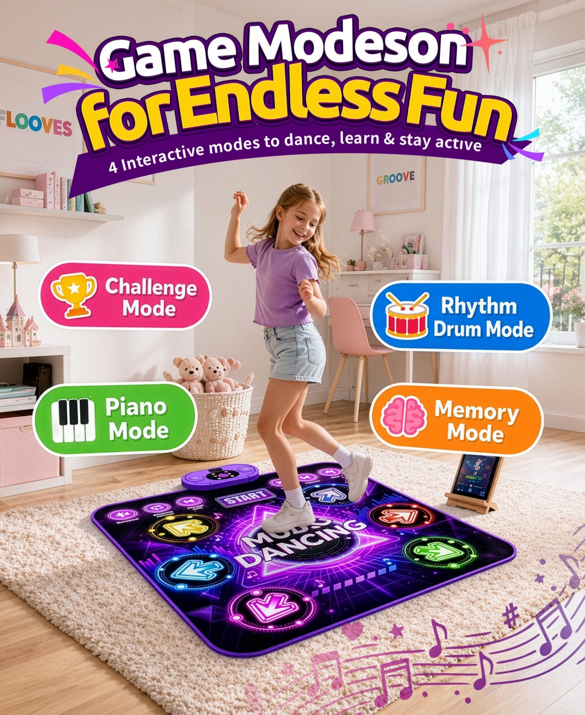 Sugift Interactive Bluetooth Dance Mat for Kids, Ages 3+