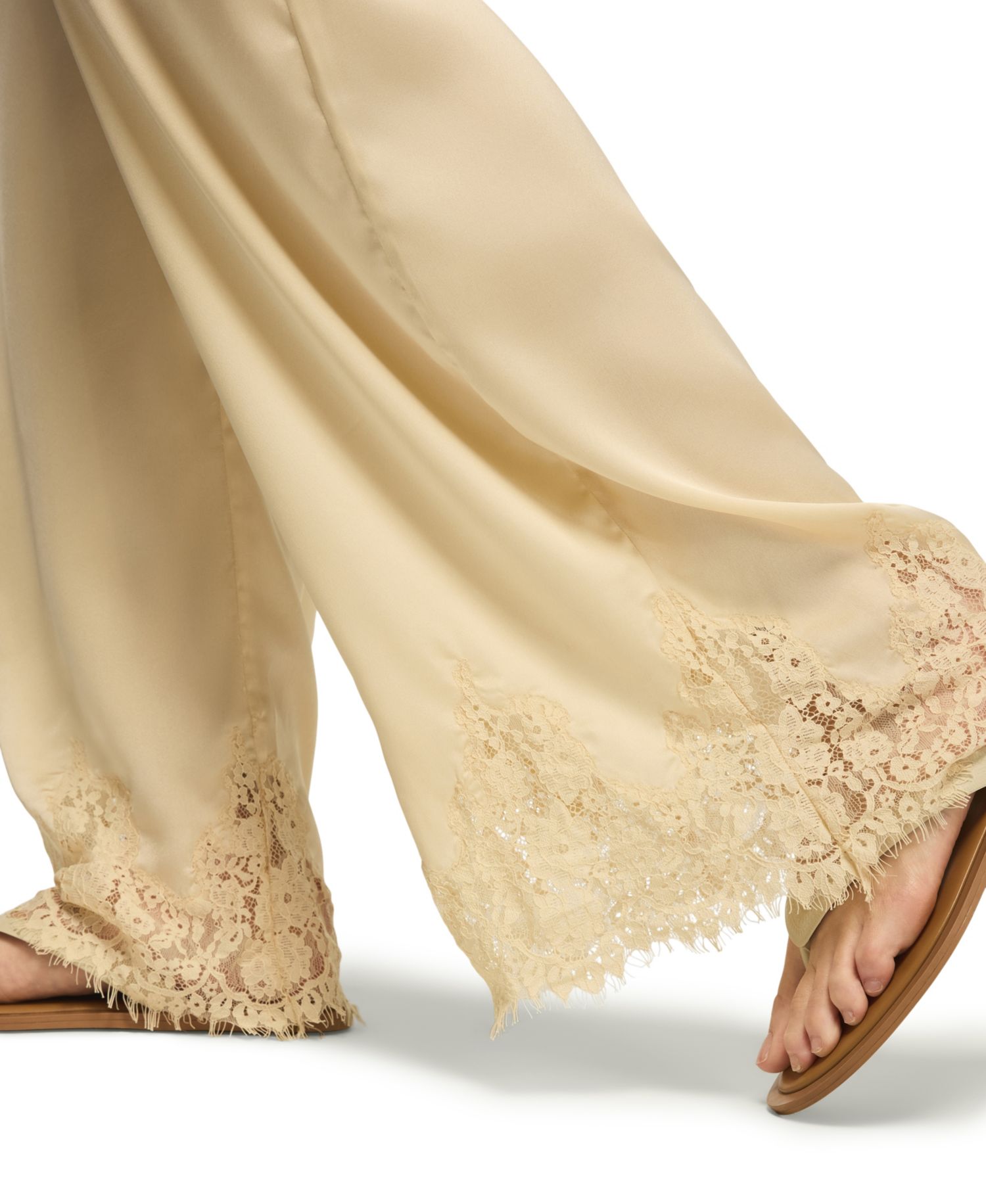 Women's Pull-On Wide-Leg Lace Trim Pants