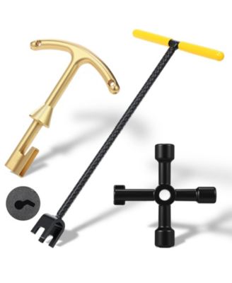 Water Meter Key 17 Inch Steel Wrench T-handle 4-way Valve Tool