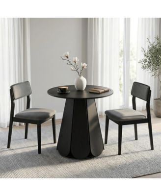 31.5" Round Dining Table, Small Circle Kitchen Table for 2-4 People, Modern Farmhouse Wood Dinning Room Tables with Pedestal Base