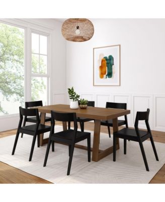 72" Classic Solid Wood Dining Table Set + 6 Chairs