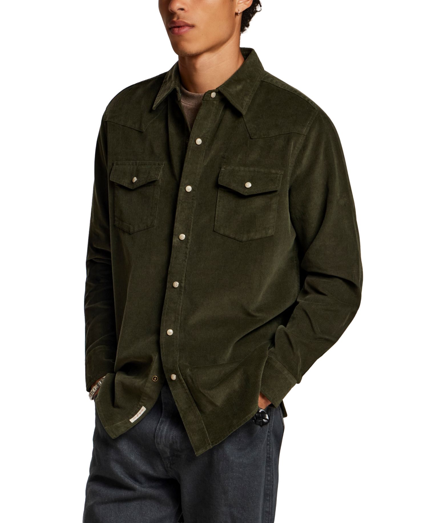 Men's Western Corduroy Long-Sleeve Shirt