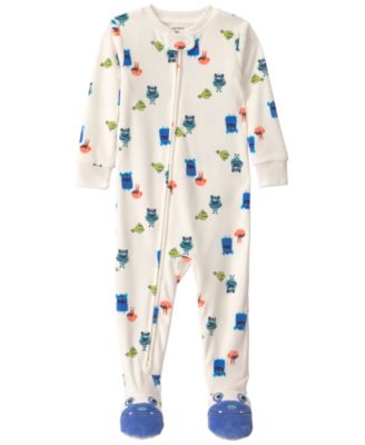 Carters Baby Boys' Monster 2-Way Zip Dream Plush Snug-Fit Footed Pajama 