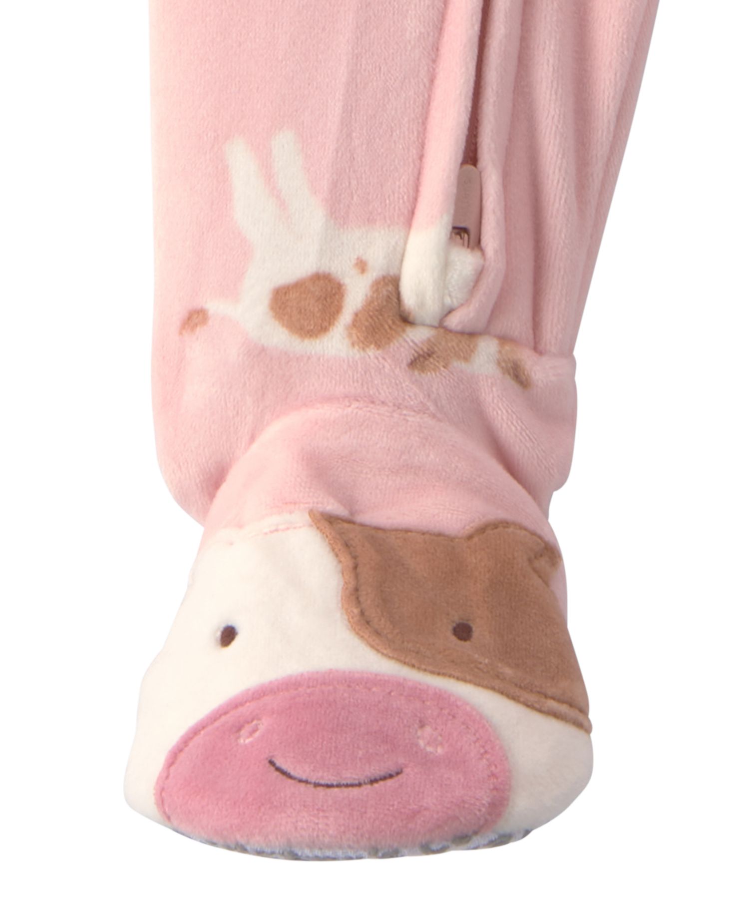 Carters Baby Girls' Cow 2-Way Zip Dream Plush Snug-Fit Footed Pajama