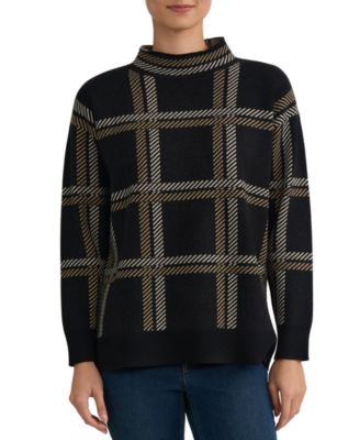 Women's Plaid Mock-Neck Sweater