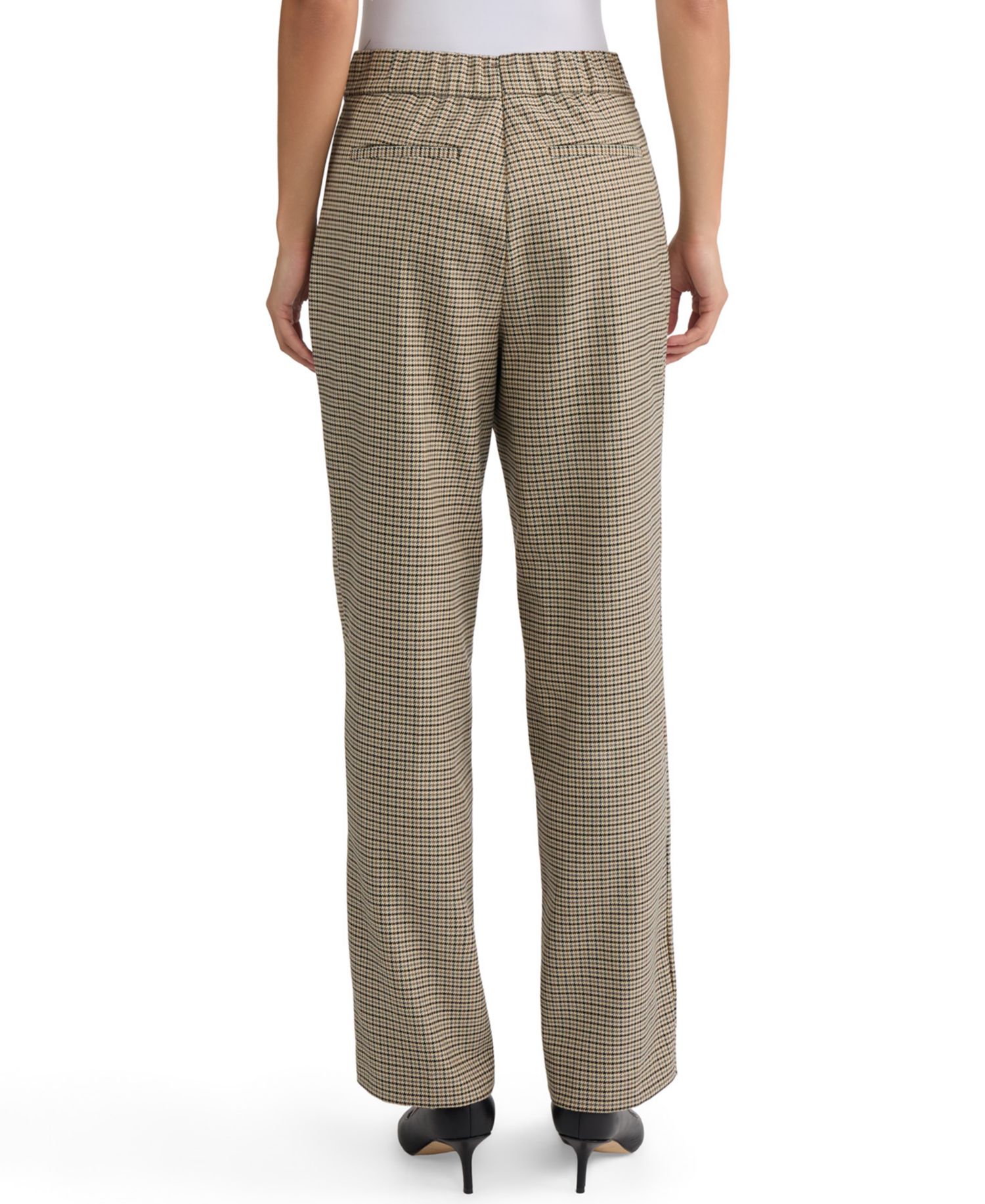 Women's Pull-On Houndstooth Mid-Rise Trousers