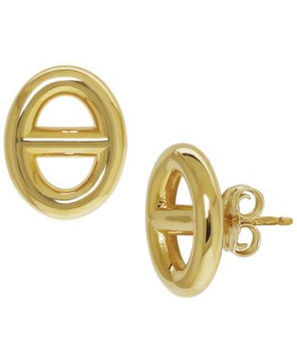Sculptured Mariner Link Stud Earrings in 14k Yellow Gold