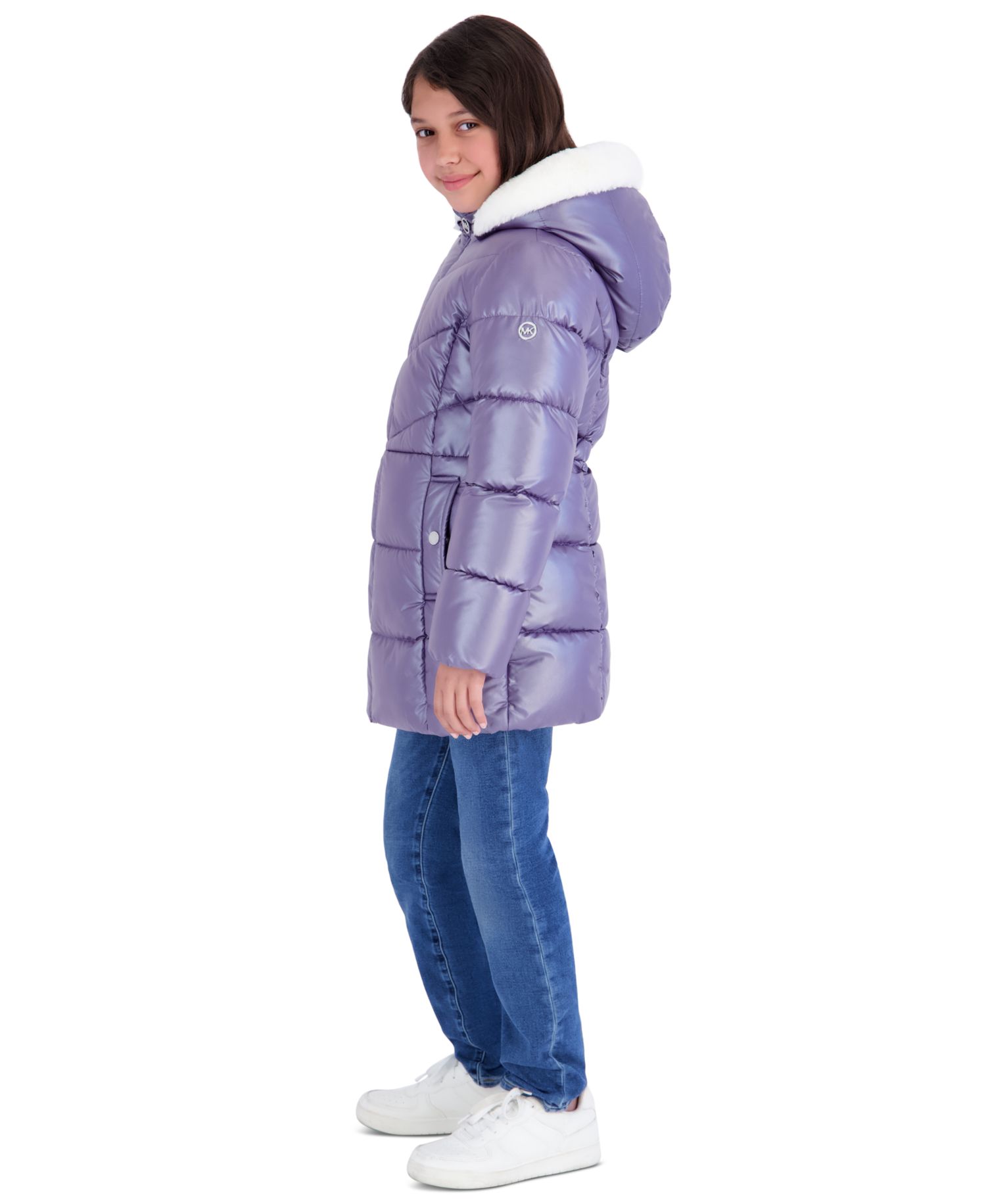Toddler Girls' 2T-5T Pearlized Fabric Stadium Length Heavy Weight Jacket