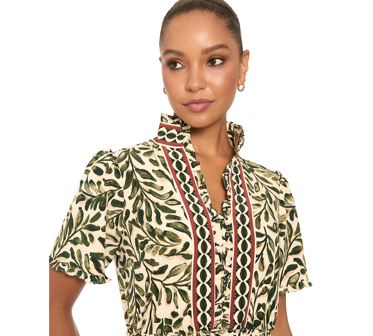 London Times Petite Floral-Print Tiered A-Line Dress