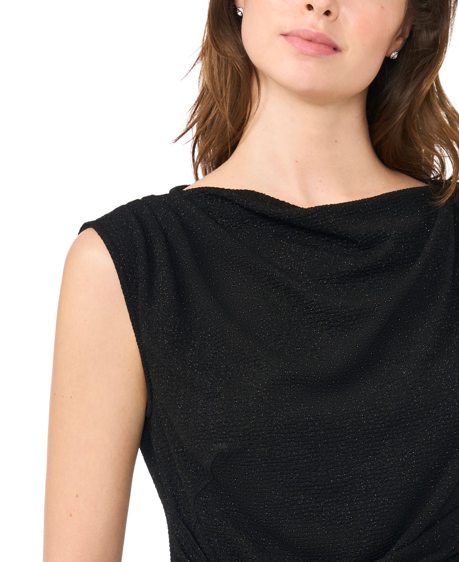 Women's Asymmetrical Shirred-Waist Draped Sleeveless Top