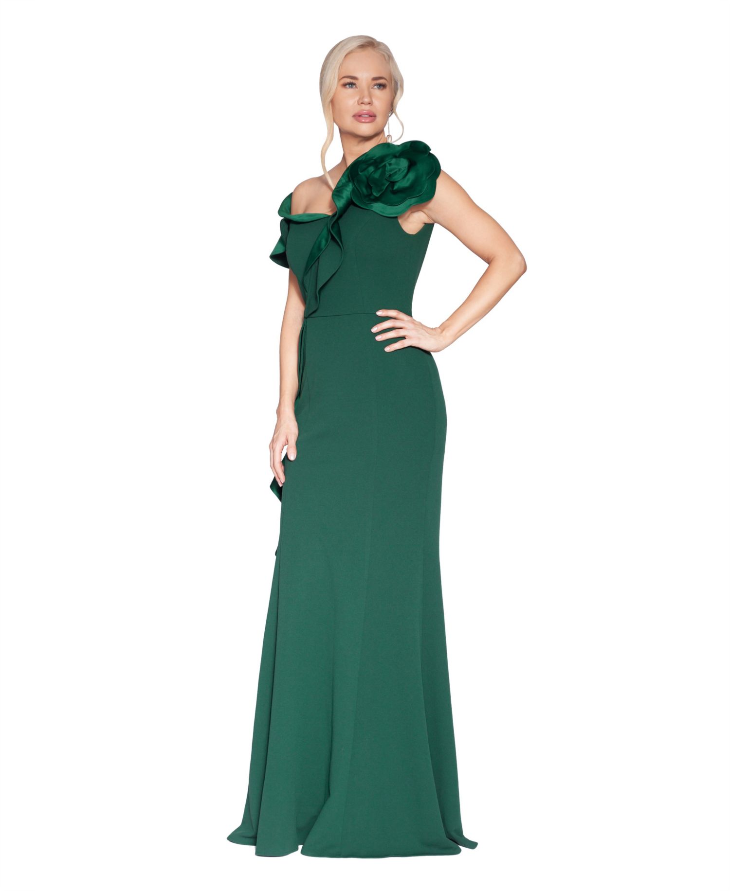 Women's Asymmetric Ruffled Sleeveless Gown