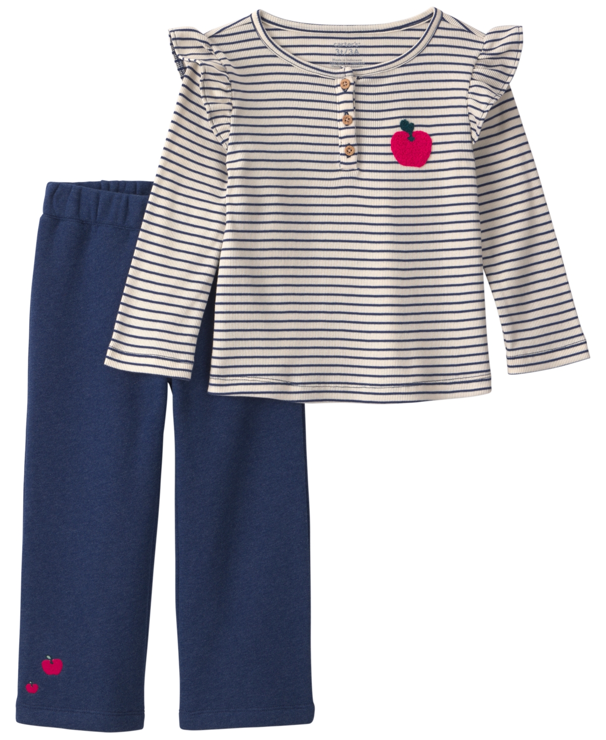 Carter's Toddler Girls' 2T-5T Striped Fleece Long-Sleeve Top and Pants, 2-Piece Set