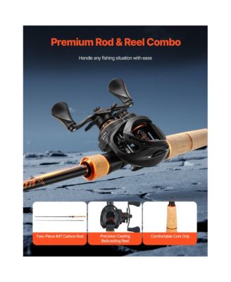 7 feet IM7 Carbon Fiber Baitcasting Rod Reel Combo Cork Handle