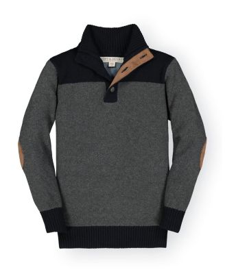 Hope and Henry Toddler Boys' 2T - 4T Organic Mock Neck Sweater with Elbow Patches