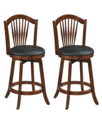 24 Inch Swivel Bar Stools with Backrests and Wood Frame for Kitchen Island