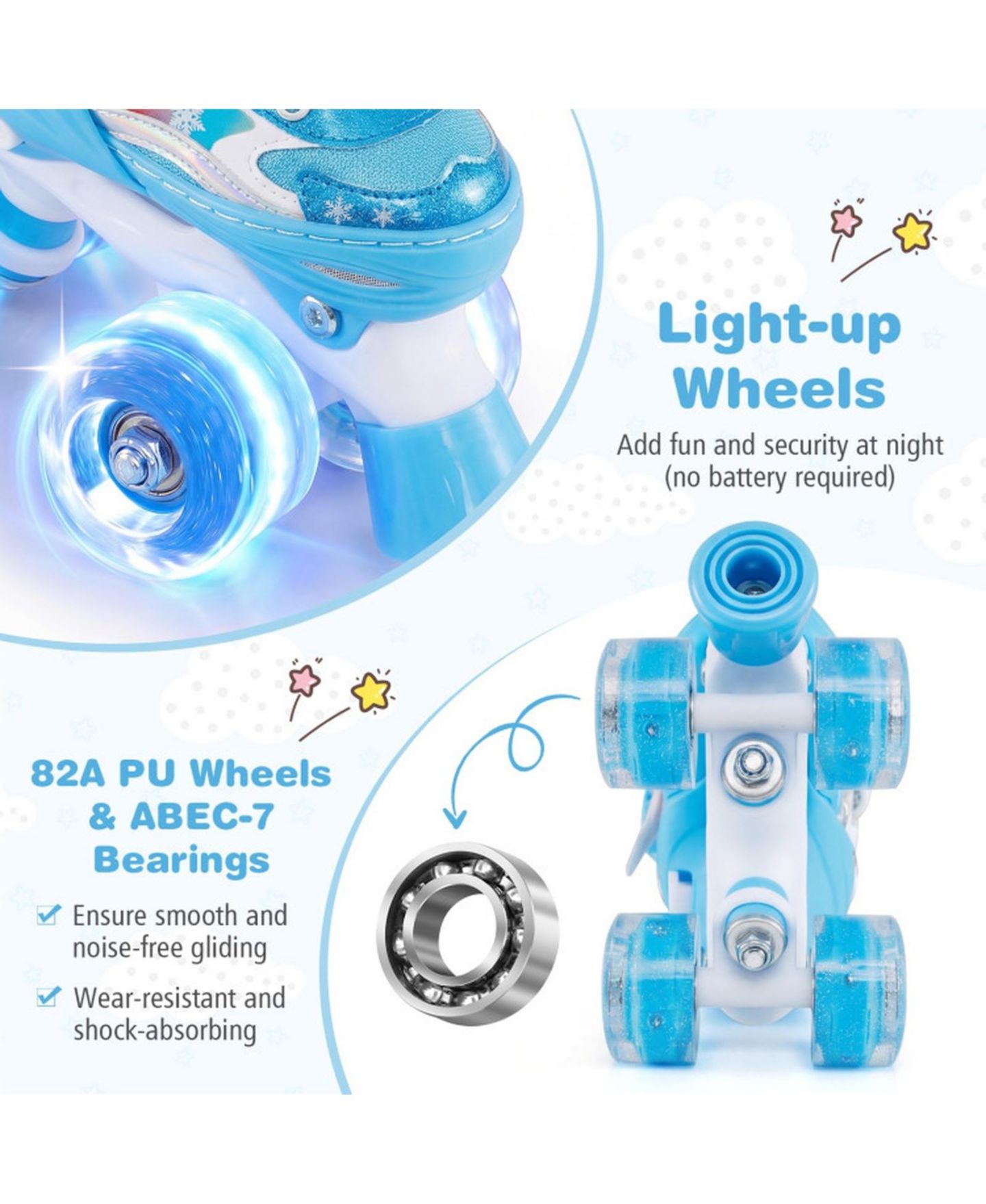 Детские игрушки HONGGE Toddler Roller Skates with 4 Light-Up Wheels and Triple Protection, цвет: Тёмно-синий — фото 7