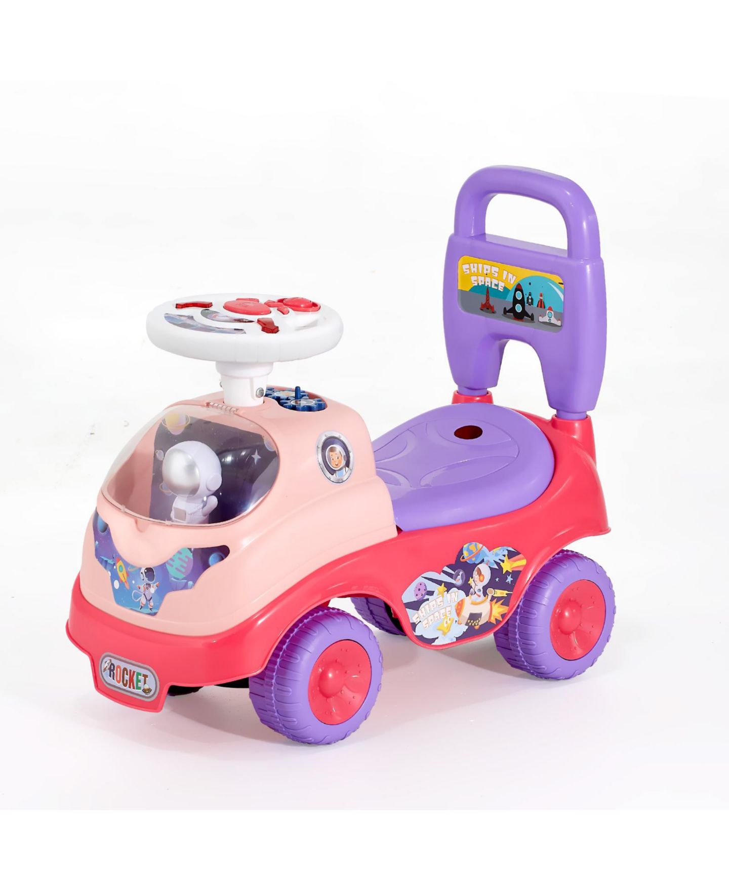 Детская игрушка HONGGE Foot to Floor Ride On Push Car with Interactive Steering Wheel, 48.5 lb Capacity, Ages 19-36 Months, цвет: Розовый разноцветный — фото 11