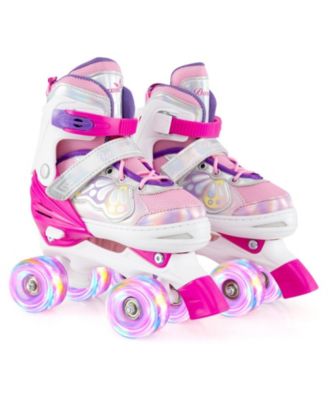 Kids Adjustable Quad Roller Skates 4 Sizes with Light-up Wheels