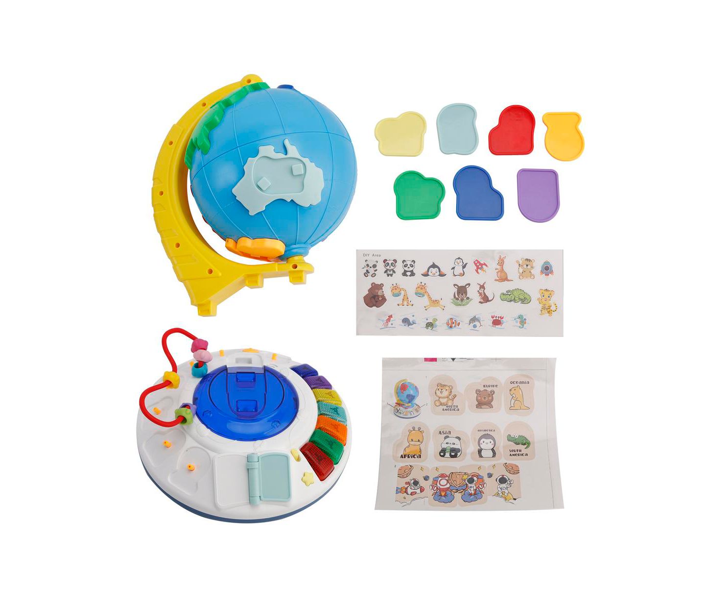 Детская игрушка Bruce & Shark 5-in-1 Interactive Globe with Light & Sound, Piano, Puzzle, Bead Maze Toy, цвет: Синий — фото 8