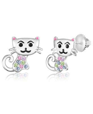 Kids Cat Hypoallergenic Earrings for Girls with Surgical Titanium Screwbacks