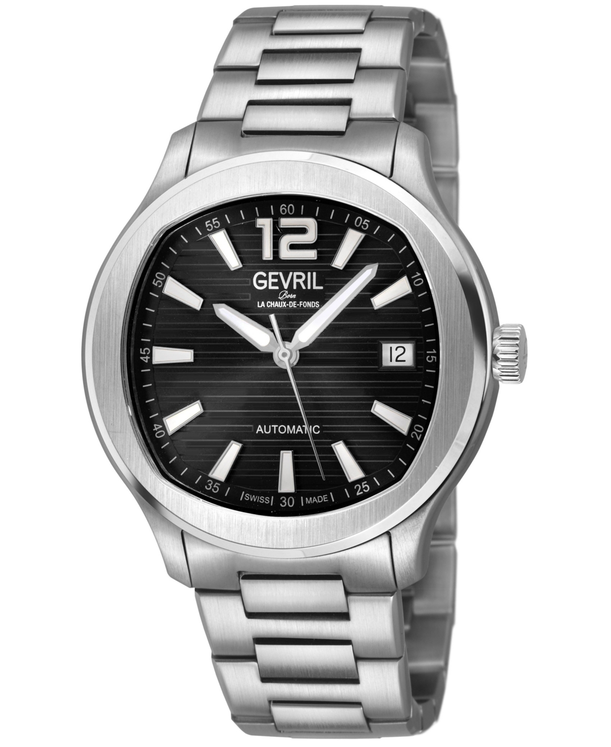 Gevril Men's Swiss Made Stuyvesant Swiss Automatic Silver Stainless Steel Bracelet Watch