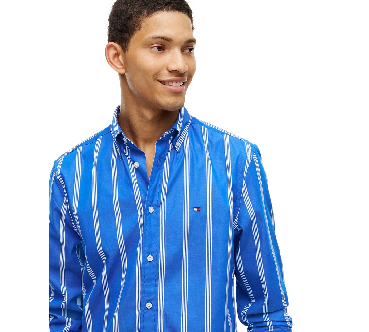 Tommy Hilfiger Men's Poplin Ground Stripe Relaxed-Fit Shirt