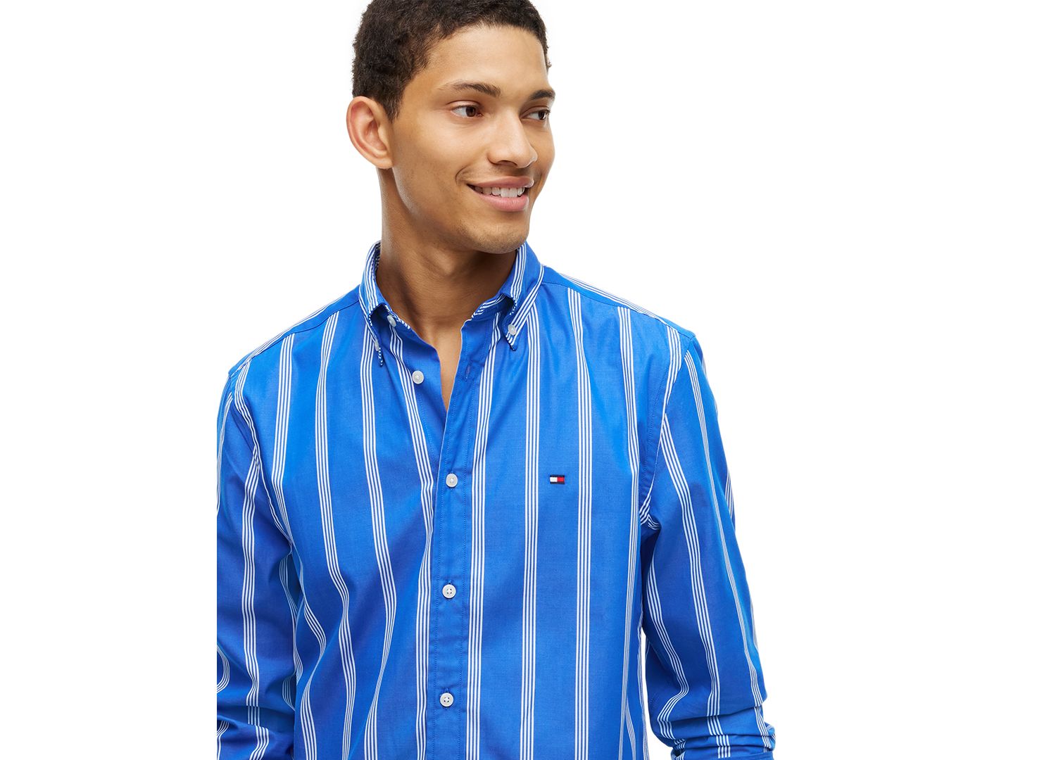 Men's Poplin Ground Stripe Relaxed-Fit Shirt