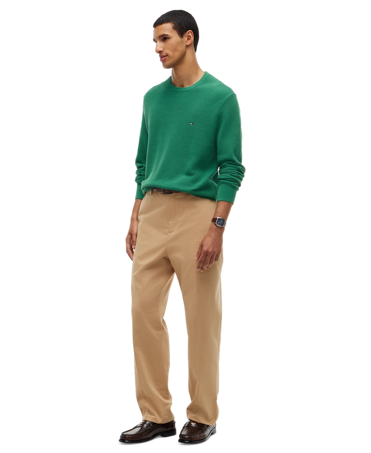 Men's Essential Texture Cotton Crewneck Sweater