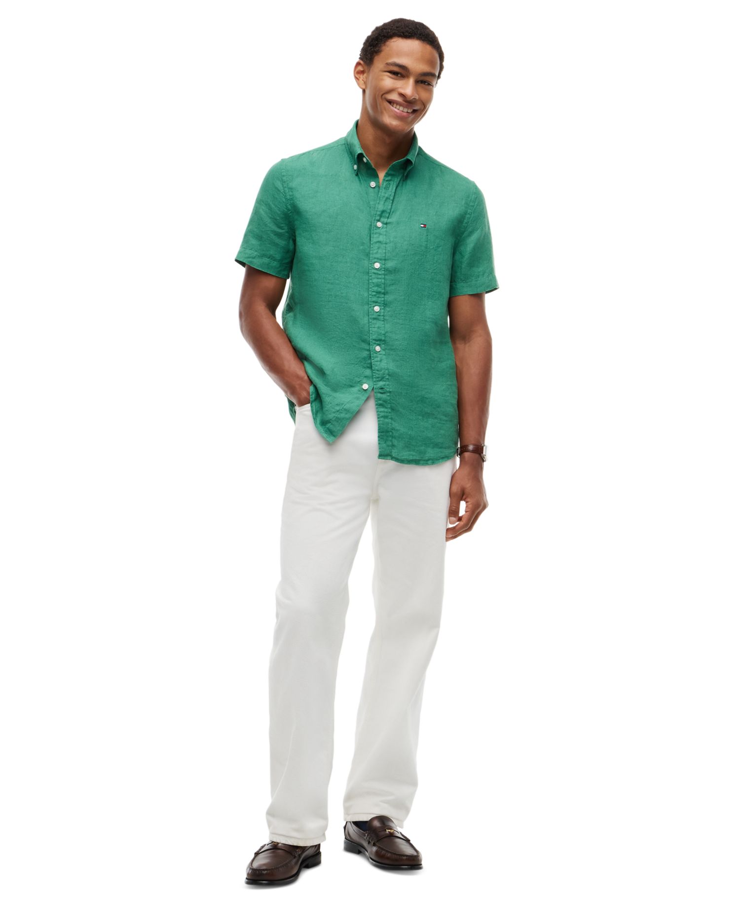 Men's Regular-Fit Linen Short Sleeve Shirt